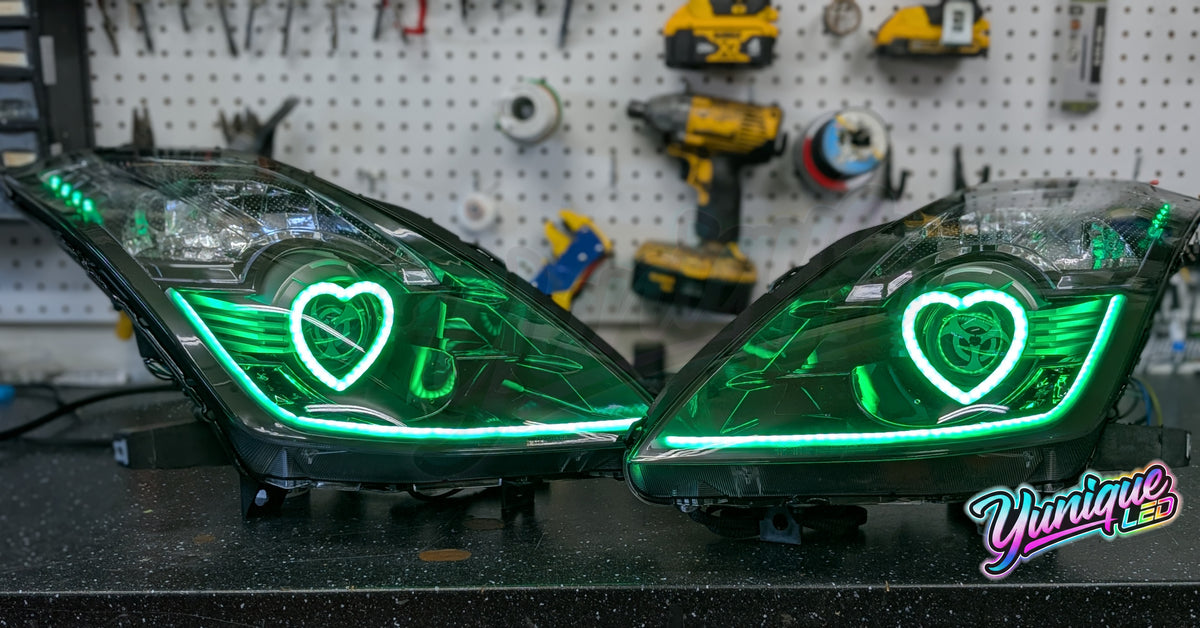 Nissan 350Z BlueGhozt Heart Stage 3 custom LED headlights — view 6