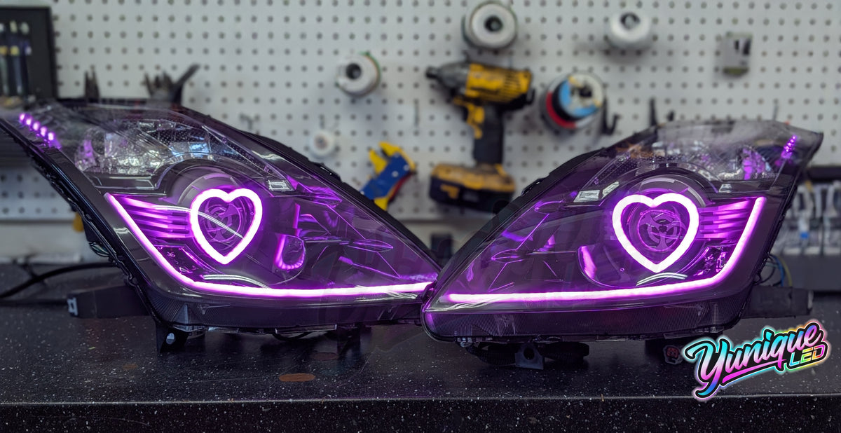 Nissan 350Z BlueGhozt Heart Stage 3 custom LED headlights — view 5