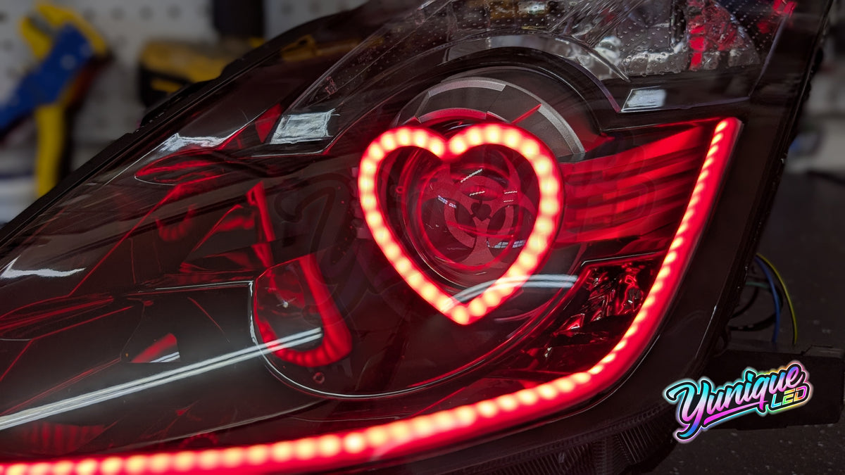 Nissan 350Z BlueGhozt Heart Stage 3 custom LED headlights — view 10