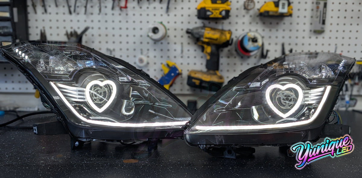 Nissan 350Z BlueGhozt Heart Stage 3 custom LED headlights — view 7