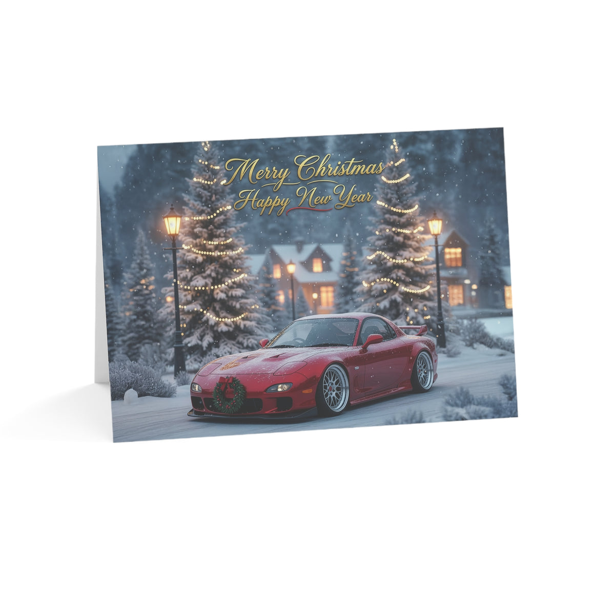 Christmas Mazda RX-7 greeting card