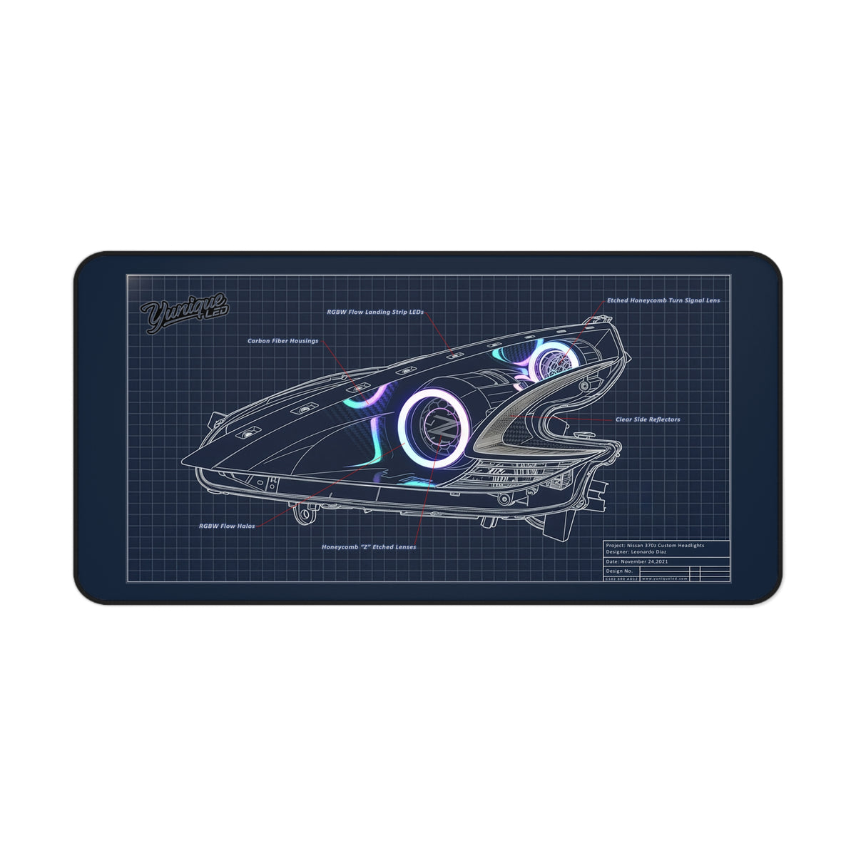 Alfombrilla de escritorio 370Z Neopixel con faros personalizados