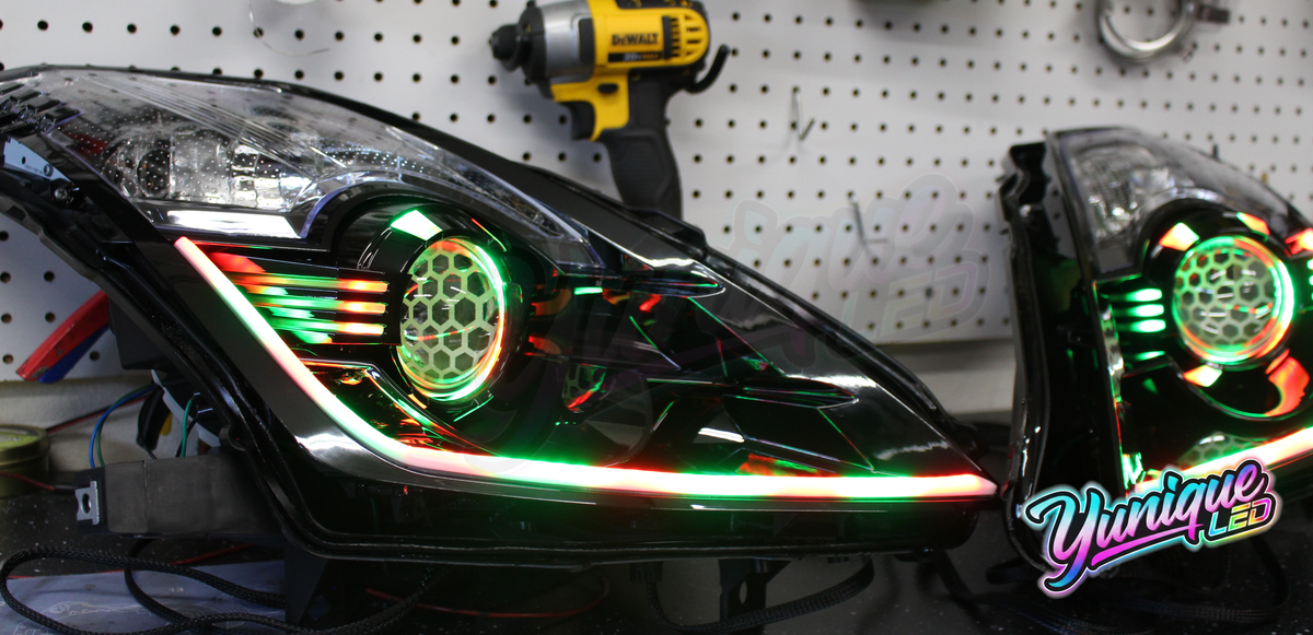 Nissan 350Z BlueGhozt Iron Man custom LED headlights — view 7