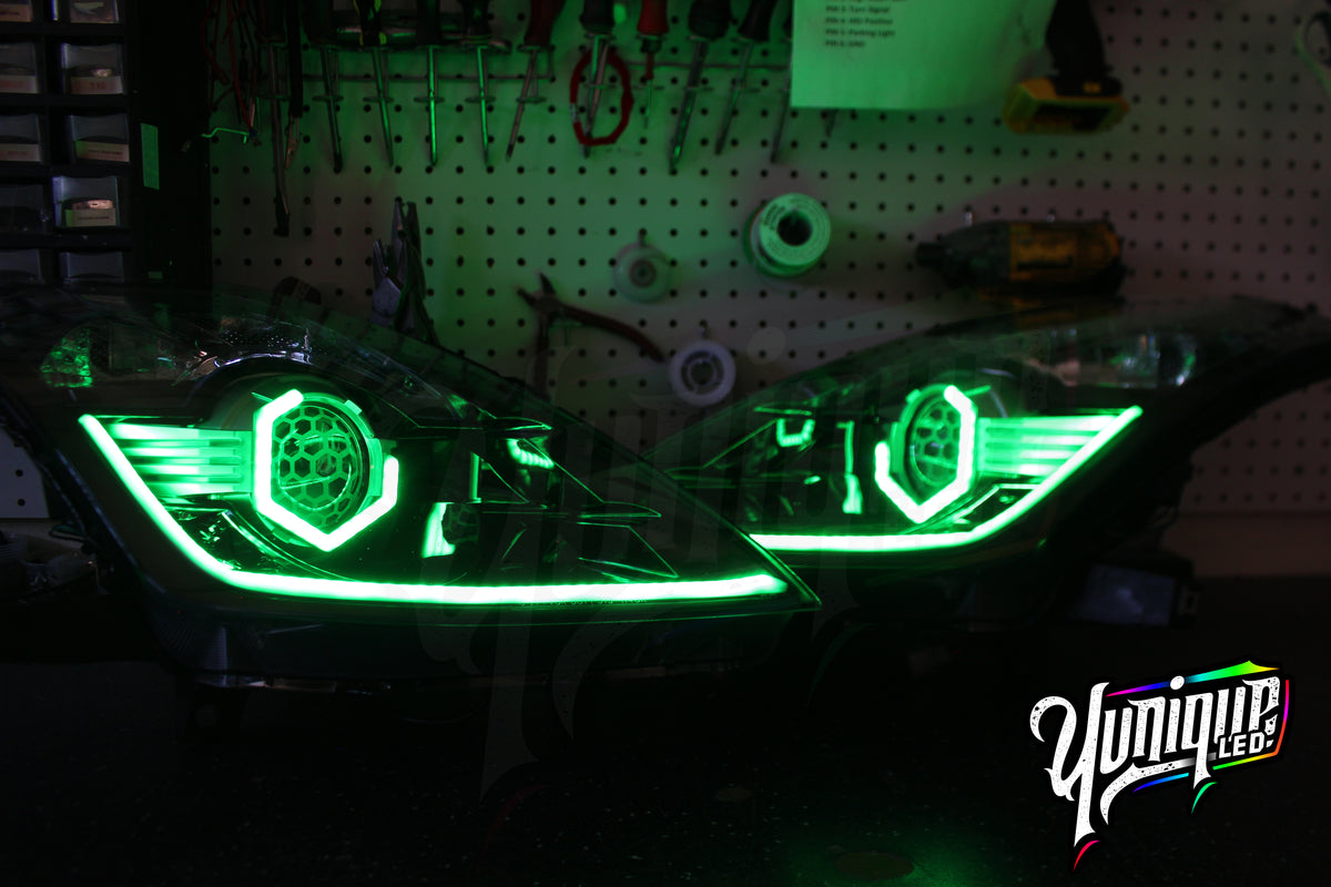 Nissan 350Z BlueGhozt Hex Stage 3 custom LED headlights — view 6