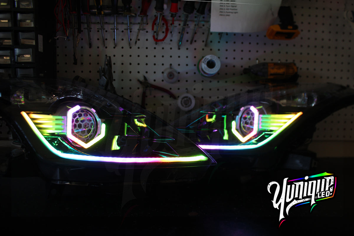 Nissan 350Z BlueGhozt Hex Stage 3 custom LED headlights — view 8