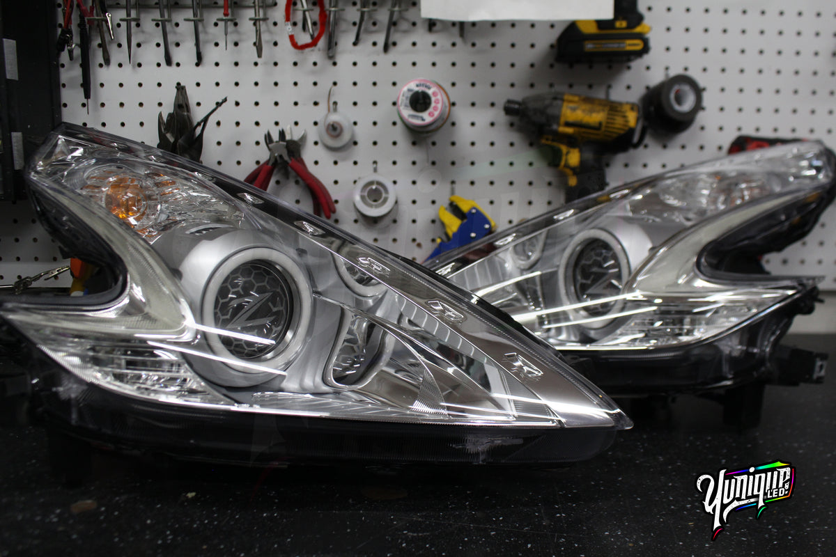 Nissan 370Z OEM headlight refresh and rebuild — view 2