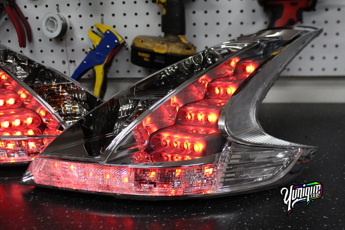 Nissan 370Z BlueGhozt Clear RGB LED taillights — view 3