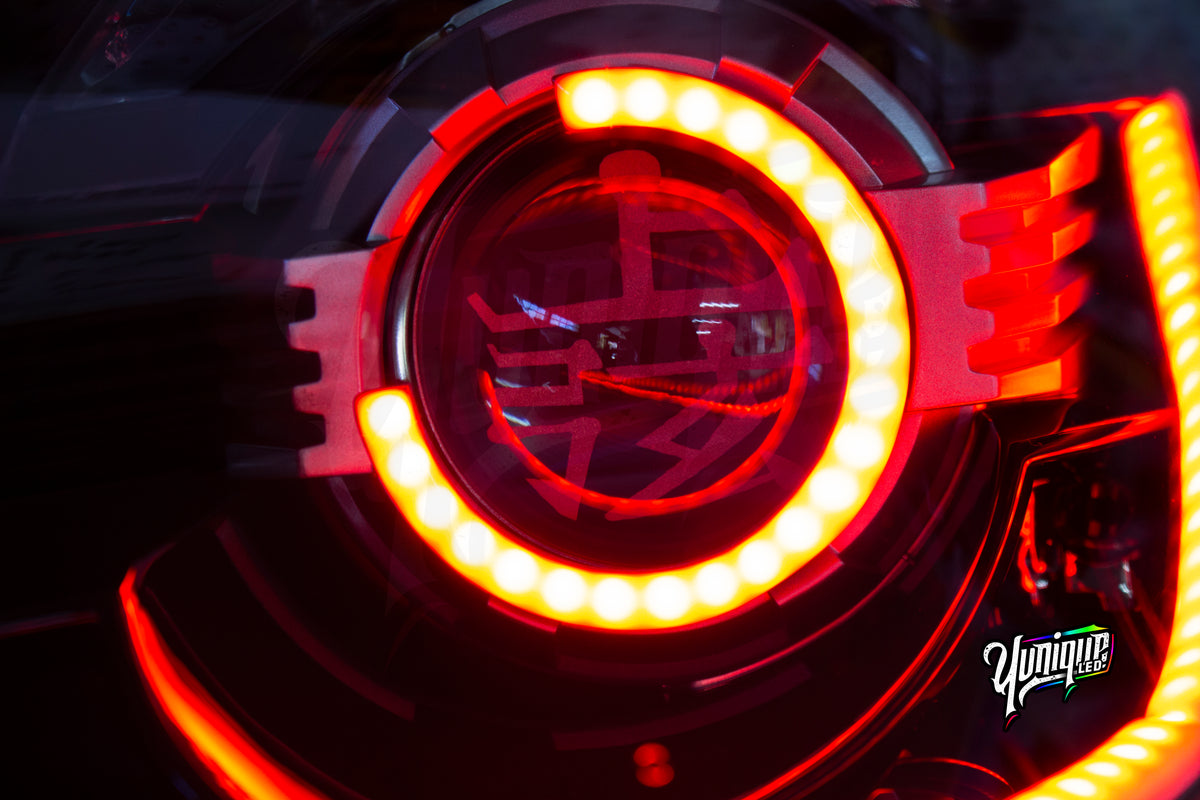 Nissan 350Z BlueGhozt Half Circle Stage 3 custom LED headlights — view 4