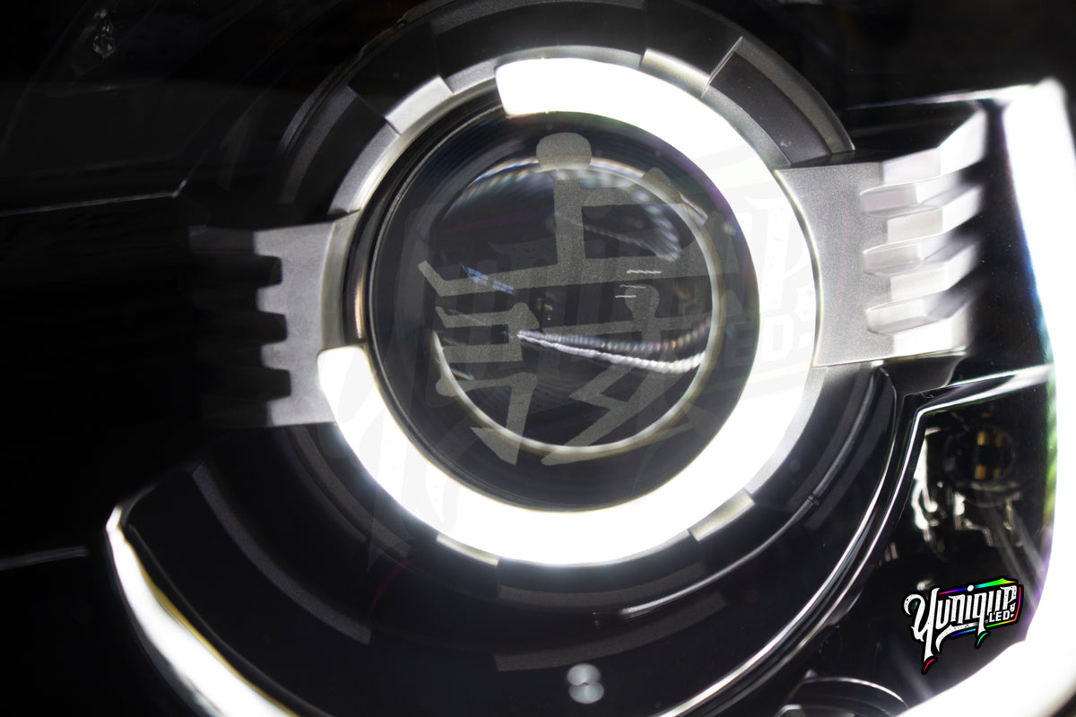 Nissan 350Z BlueGhozt Half Circle Stage 3 custom LED headlights — view 5