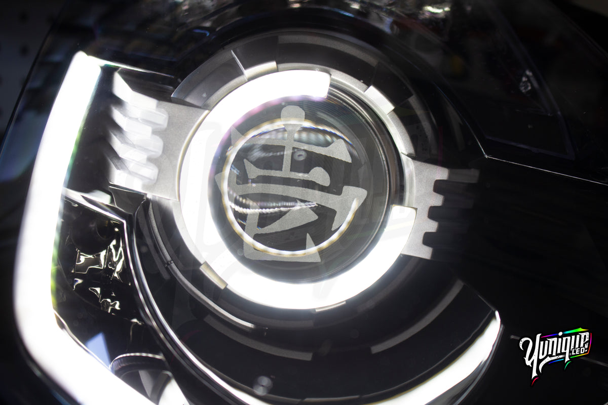 Nissan 350Z BlueGhozt Half Circle Stage 3 custom LED headlights — view 6