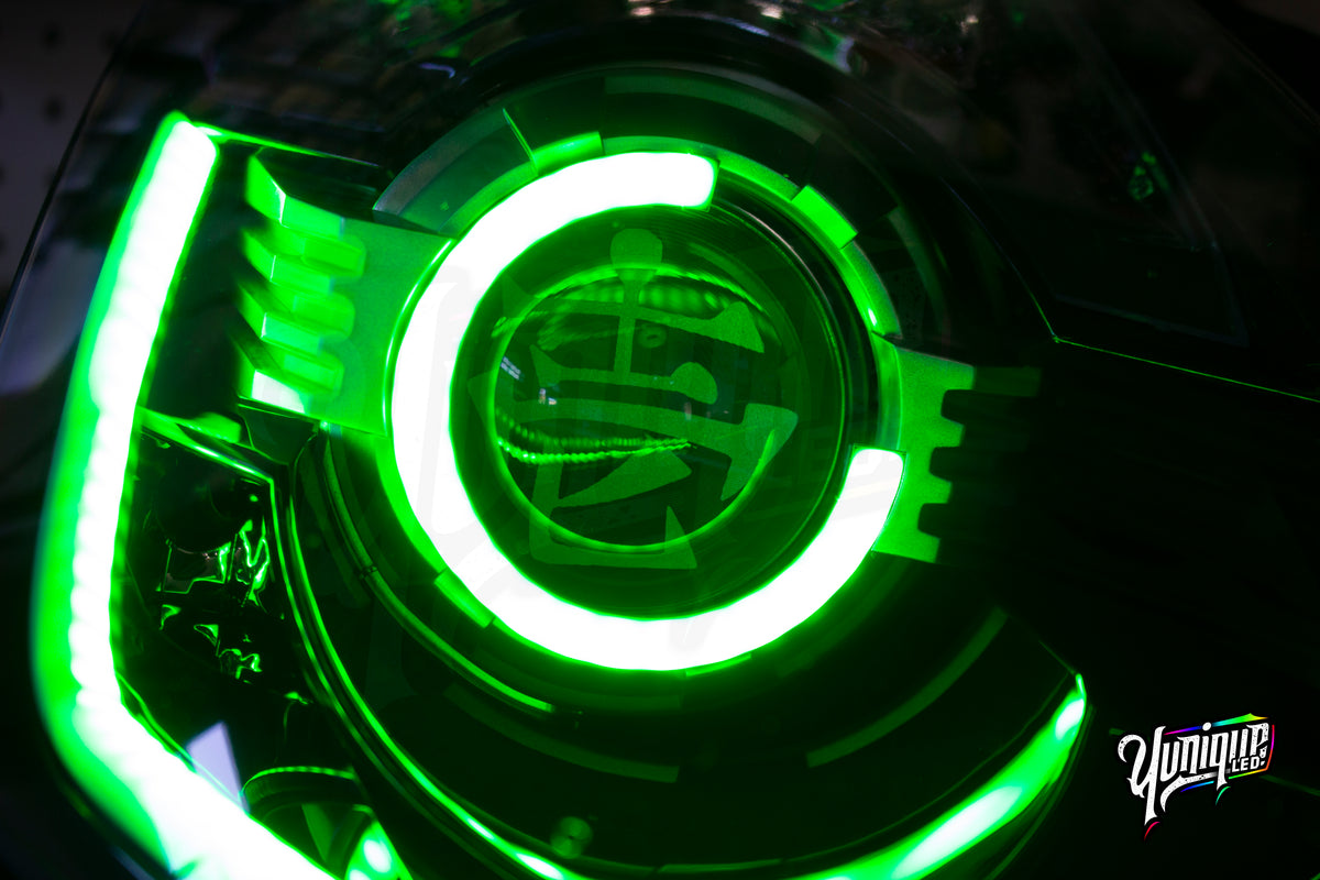 Nissan 350Z BlueGhozt Half Circle Stage 3 custom LED headlights — view 7
