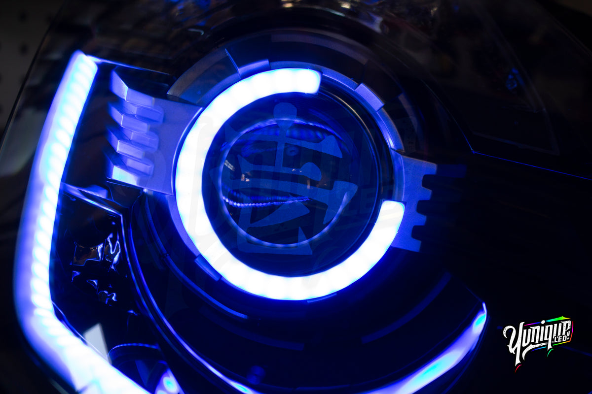 Nissan 350Z BlueGhozt Half Circle Stage 3 custom LED headlights — view 8