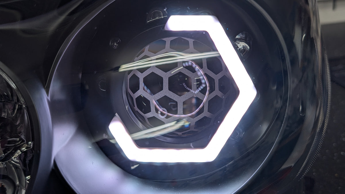 Infiniti G37 Coupe Hex RGBW flow LED headlights — view 9