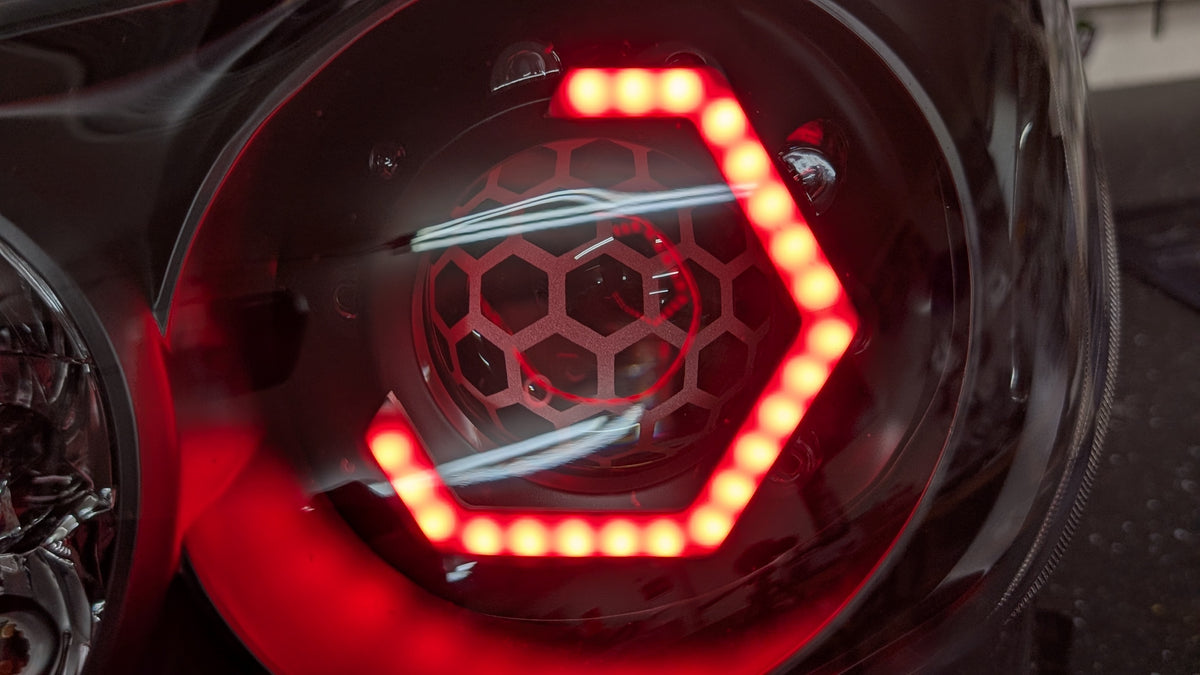 Infiniti G37 Coupe Hex RGBW flow LED headlights — view 10