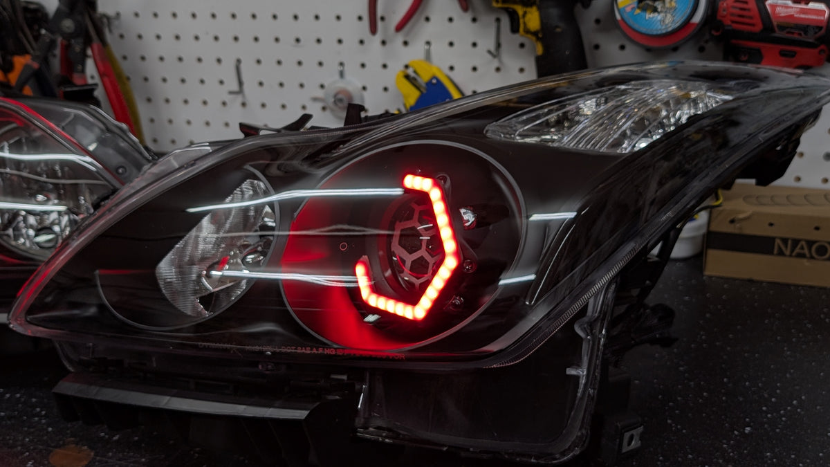 Infiniti G37 Coupe Hex RGBW flow LED headlights — view 6
