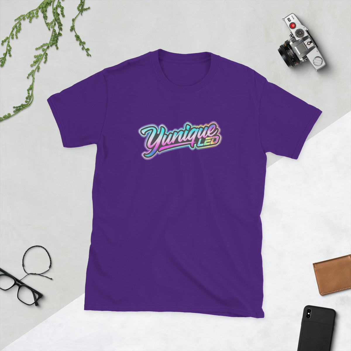 Yunique LED logo automotive T-shirt — mockup 4