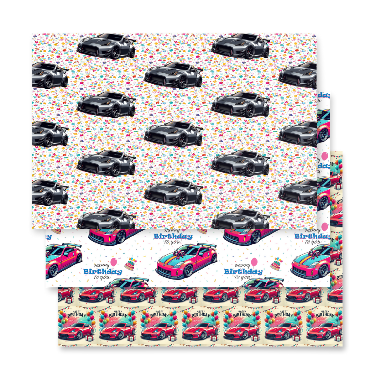 Nissan 350Z birthday wrapping paper sheets — view 3