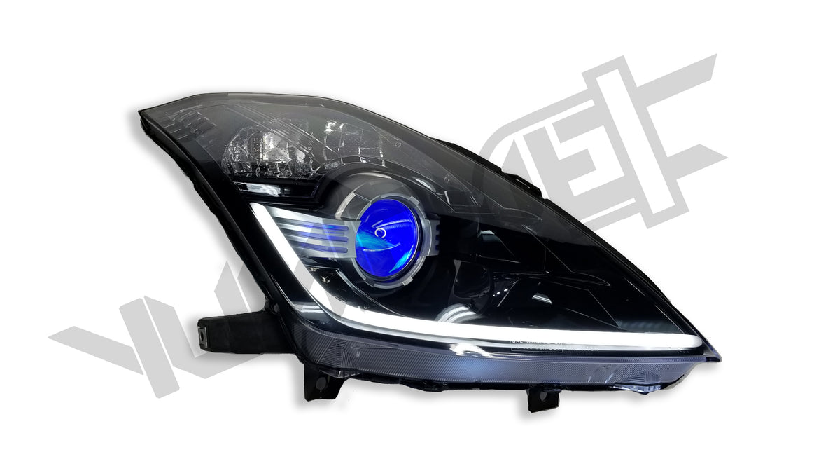 Nissan 350Z Stage 2 RGB Demon Eyez custom LED headlights — view 2