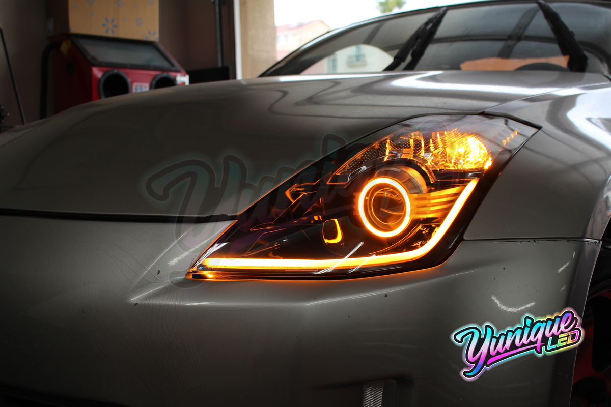 Nissan 350Z Stage 2 switchback LED headlights — view 2