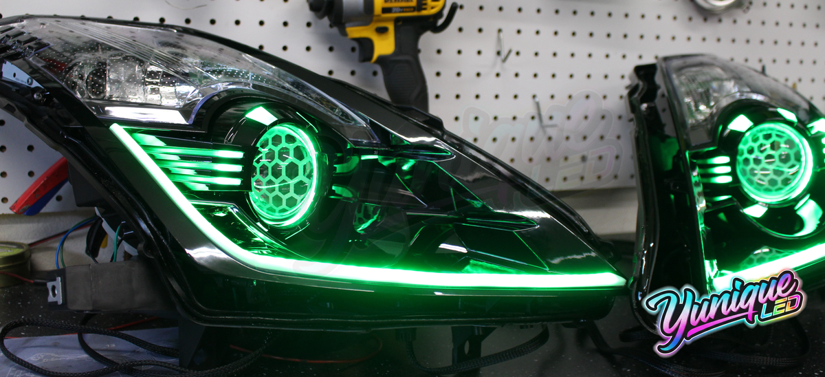 Nissan 350Z BlueGhozt Iron Man custom LED headlights — view 4