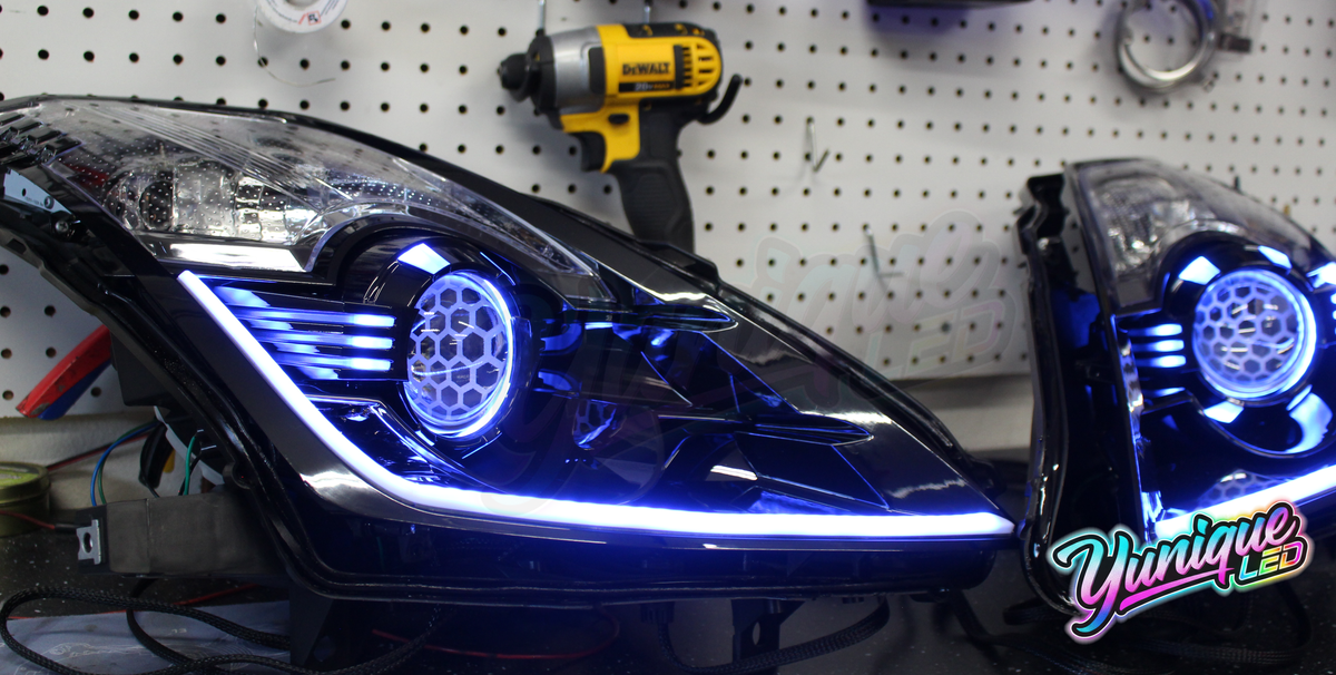Nissan 350Z BlueGhozt Iron Man custom LED headlights — view 5
