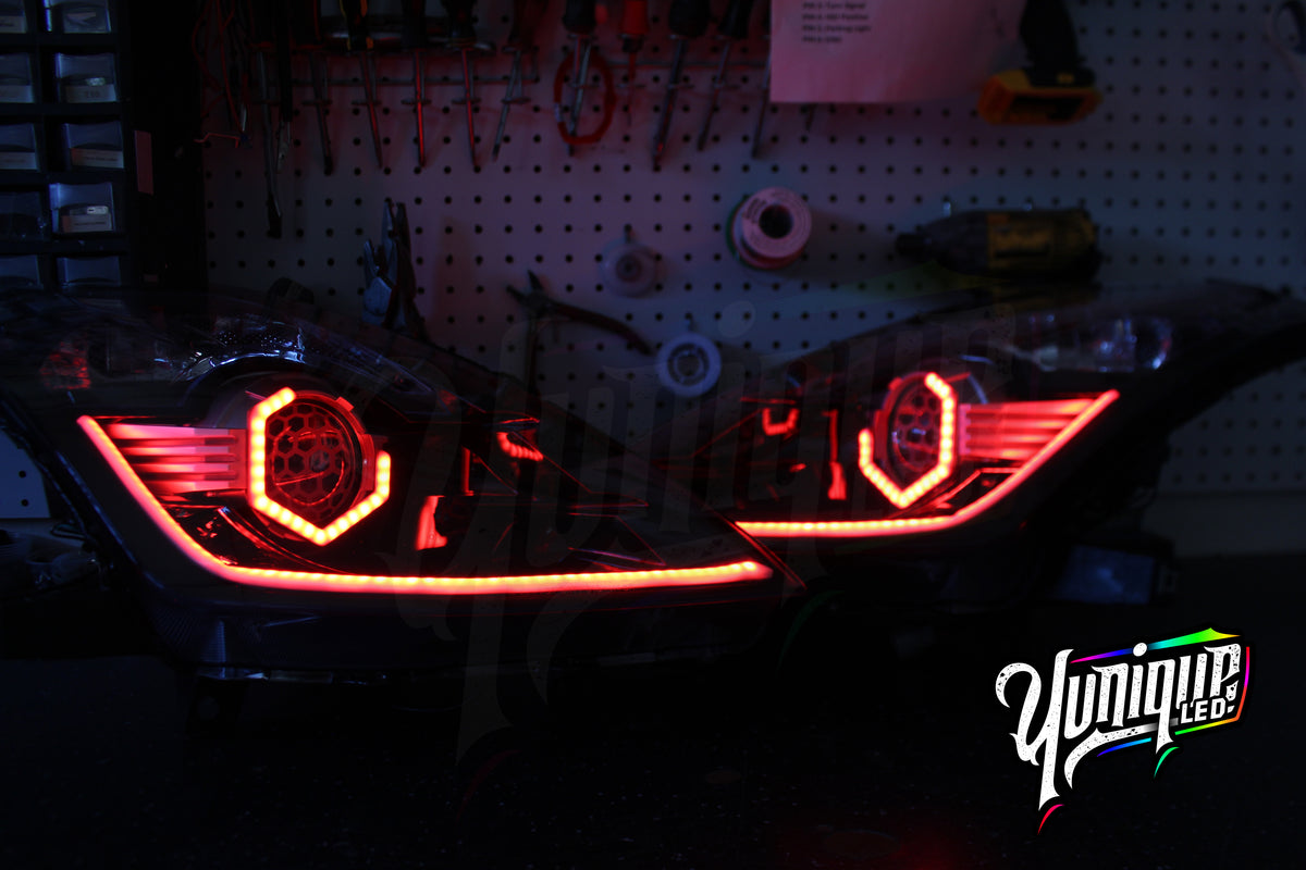 Nissan 350Z BlueGhozt Hex Stage 3 custom LED headlights — view 4