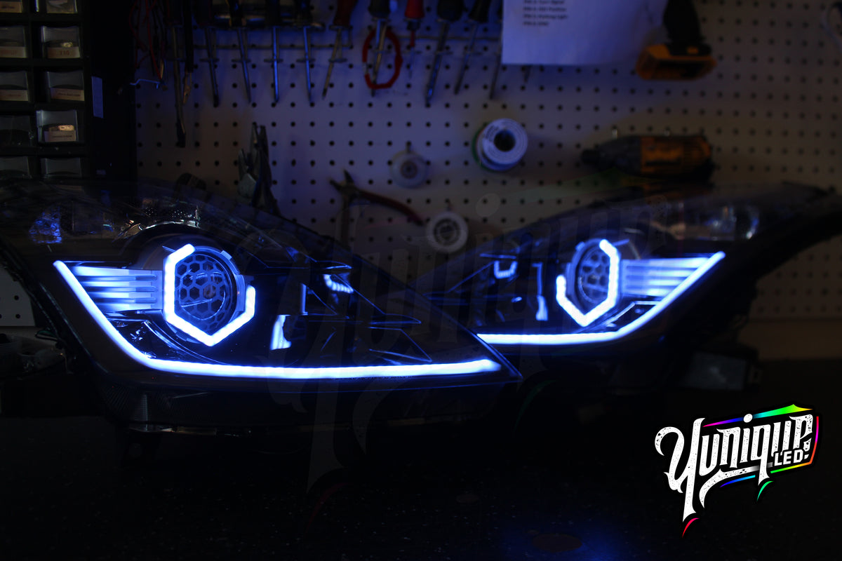 Nissan 350Z BlueGhozt Hex Stage 3 custom LED headlights — view 5