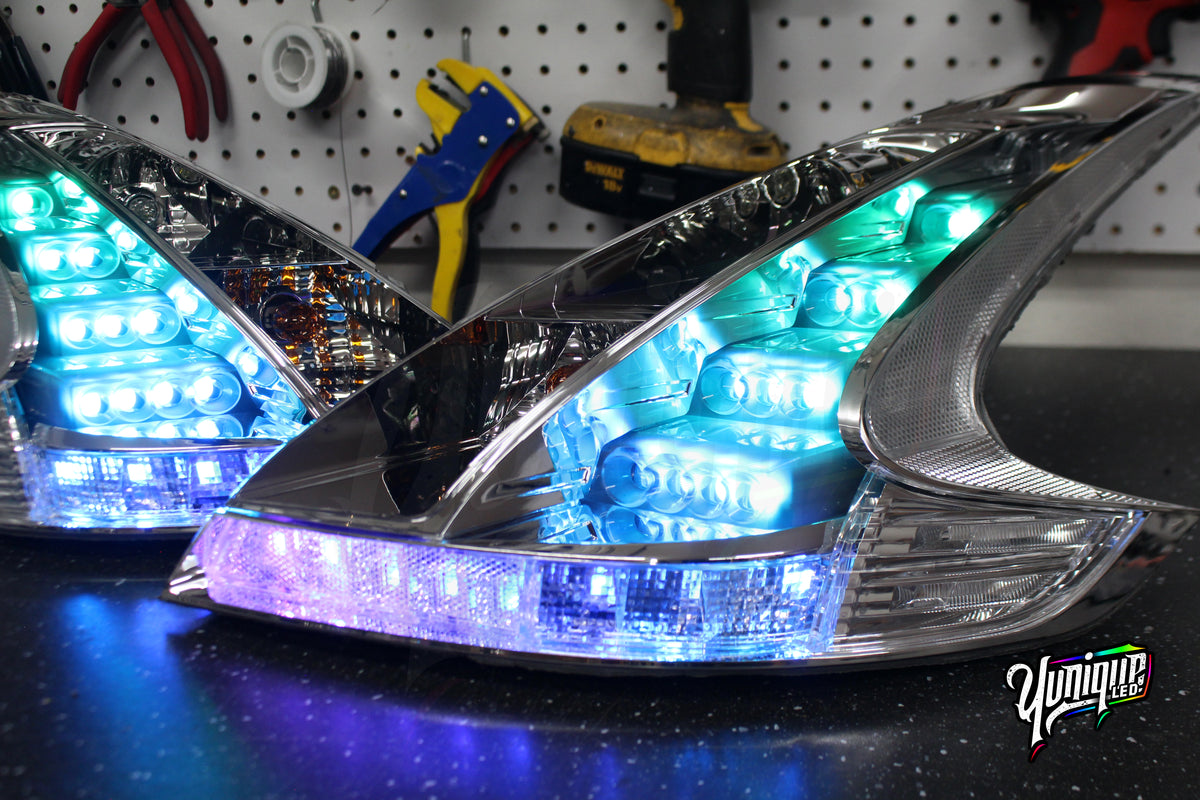 Nissan 370Z BlueGhozt Clear RGB LED taillights — view 2