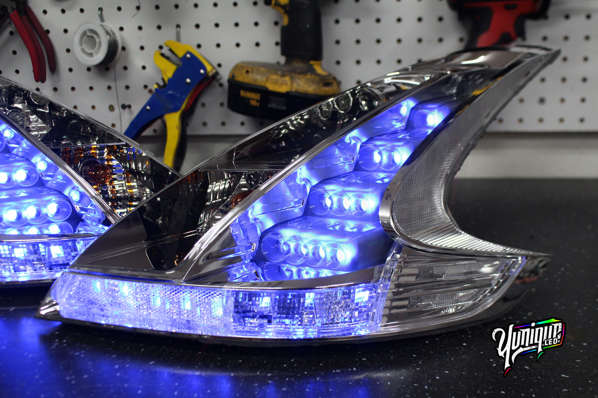 Nissan 370Z BlueGhozt Clear RGB LED taillights — view 4