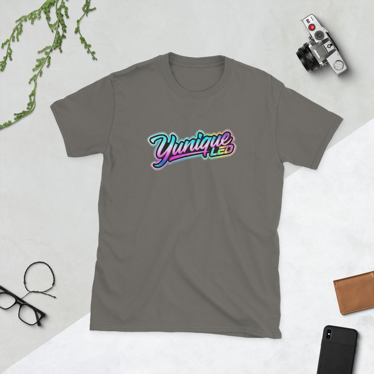 Yunique LED logo automotive T-shirt — mockup 12