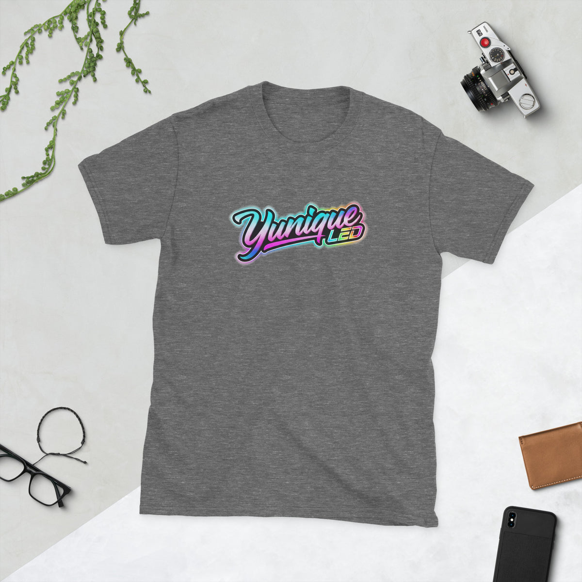 Yunique LED logo automotive T-shirt — mockup 8