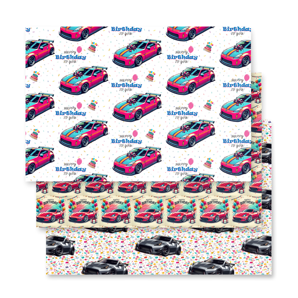 Nissan 350Z birthday wrapping paper sheets — view 2
