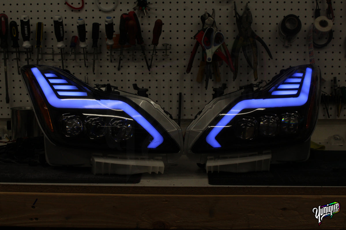 Infiniti G37 Q60 AlphaRex Nova BlueGhozt LED headlights — view 3